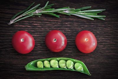 High angle view of fruits on table