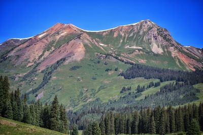 Scenic view of mountains against clear sky