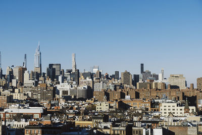 View from east village to kips bay and midtown east buildings. skyline of east side of manhattan