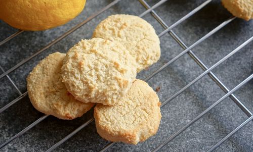 High angle view of cookies