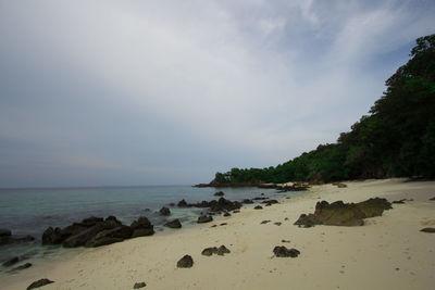 Scenic view of beach against sky