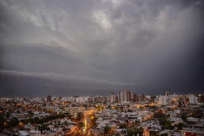 High angle view of townscape against sky