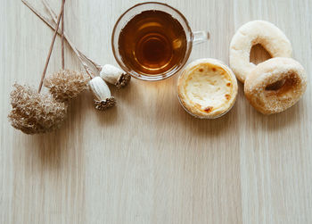High angle view of coffee on table
