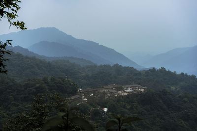 Scenic view of mountains against clear sky