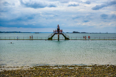 Pool in the sea against sky