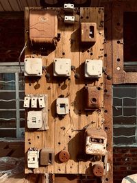 Full frame shot of pipes on wall