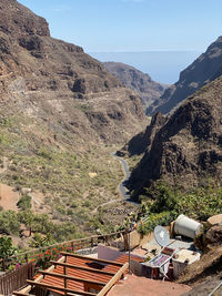 High angle view of mountain range