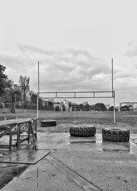 Scenic view of shore against sky