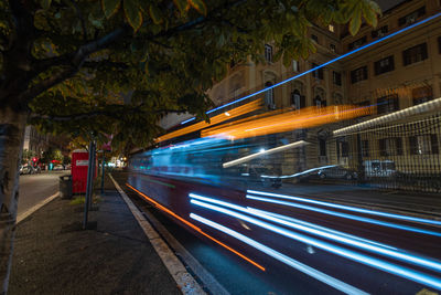 Blurred motion of train at night
