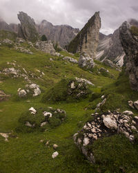 Scenic view of landscape in dolomites mountains 