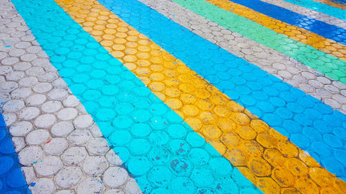 High angle view of multi colored footpath