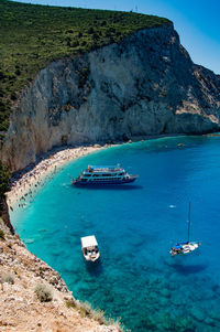 Scenic view of boats in sea