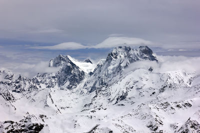 Scenic view of snow mountains against sky