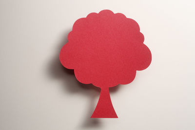 Close-up of red heart shape against white background