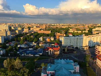 High angle shot of cityscape