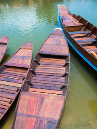 Wooden boat float in the lake