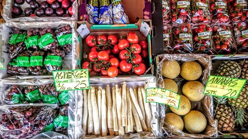 Full frame shot of vegetables for sale in market