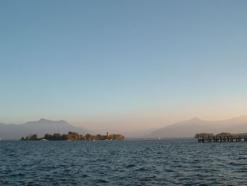 Scenic view of sea against clear sky