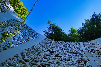 Low angle view of plants against clear blue sky