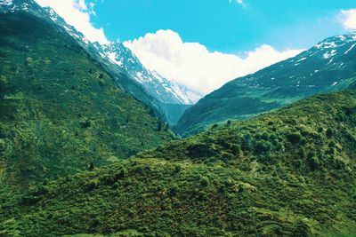 Scenic view of mountains against sky