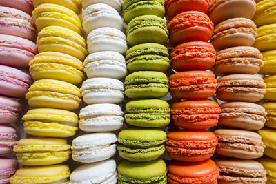 Full frame shot of multi colored macaroons