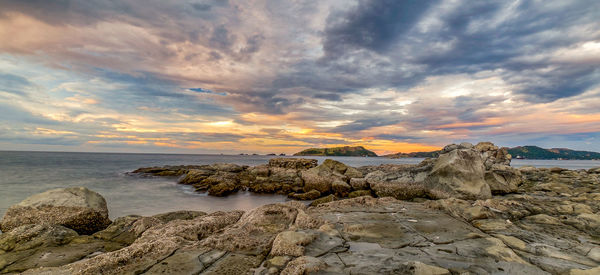 Scenic view of sea during sunset