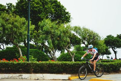 Bicycle parked on road