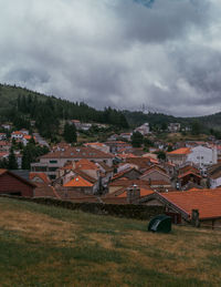 High angle view of townscape against sky