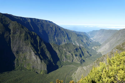 Scenic view of mountains against clear sky