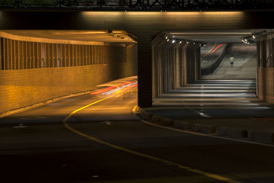 Light trails on road at night