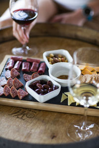 A charcuterie plate at a winery in the dalles, oregon.