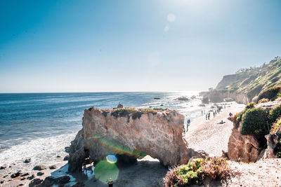 Scenic view of sea against clear sky