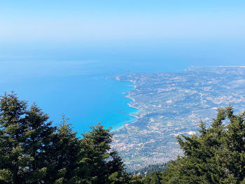 High angle view of sea against sky