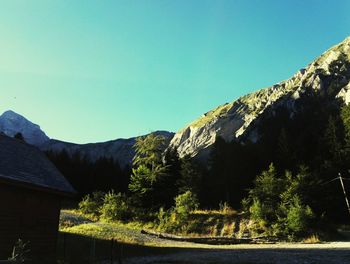 Scenic view of mountains against clear sky