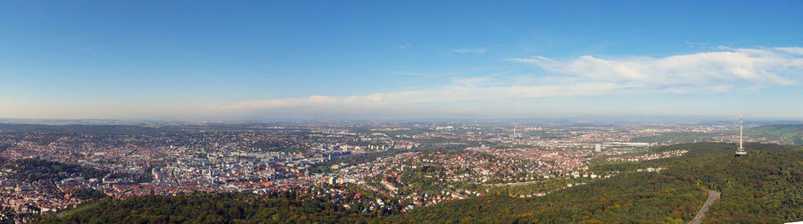 High angle shot of townscape against sky