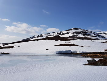 Snow covered mountain against sky