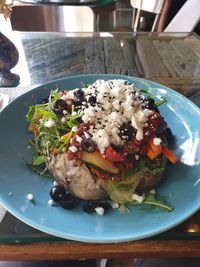 Close-up of meal served in plate