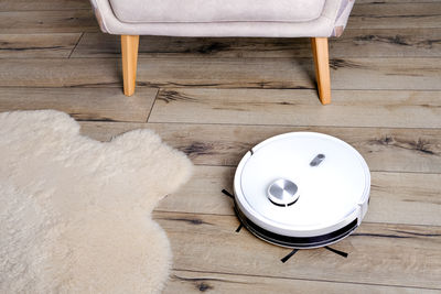 High angle view of coffee on table