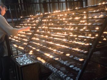 Man working in factory at night