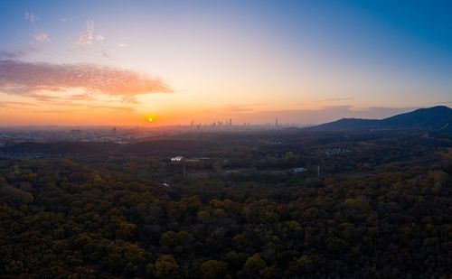 Scenic view of landscape against sky during sunset