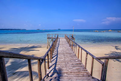 Scenic view of sea against blue sky