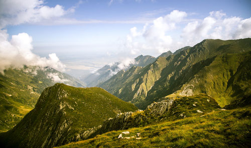 Scenic view of mountains against sky