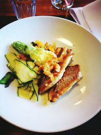Close-up of food in plate on table