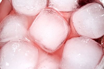 Close-up of ice cubes in drink