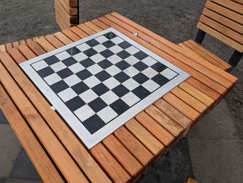 High angle view of chess board