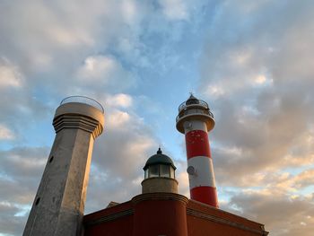 Low angle view of lighthouse against sky