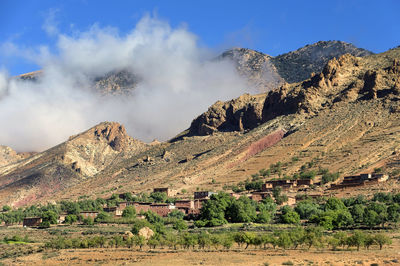 Panoramic view of landscape and mountains against sky