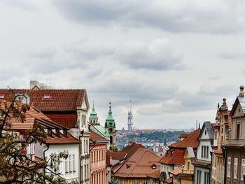 High angle view of cityscape against sky
