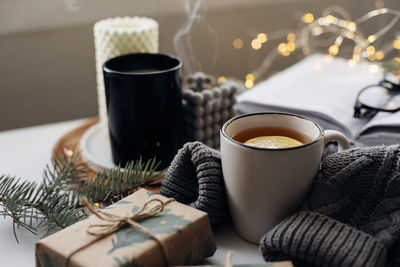 Close-up of coffee on table