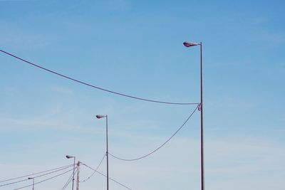 Low angle view of suspension bridge against sky
